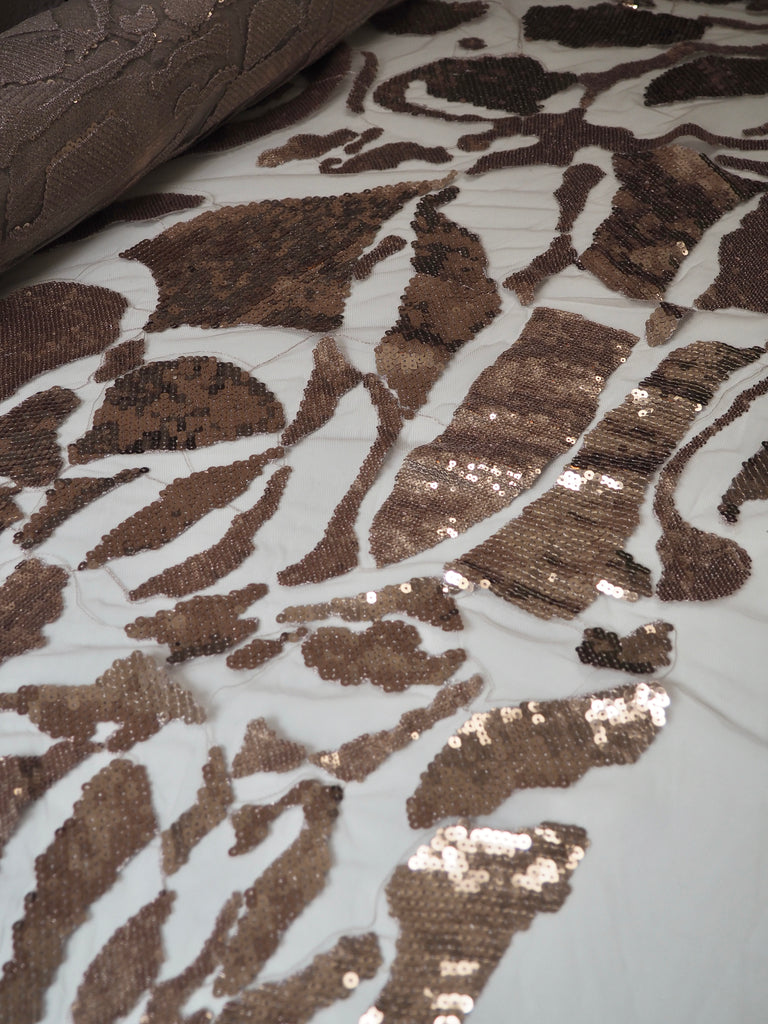 Rose Gold Abstract Sequin Tulle