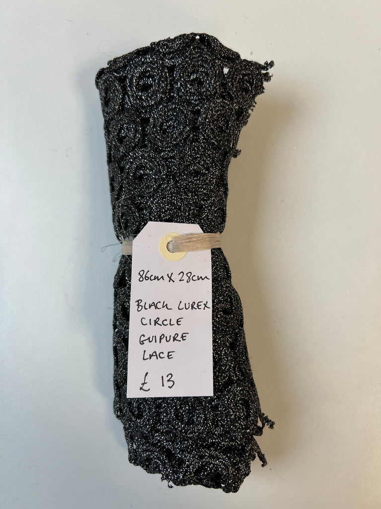 Black Lurex Circle Guipure Lace Remnant
