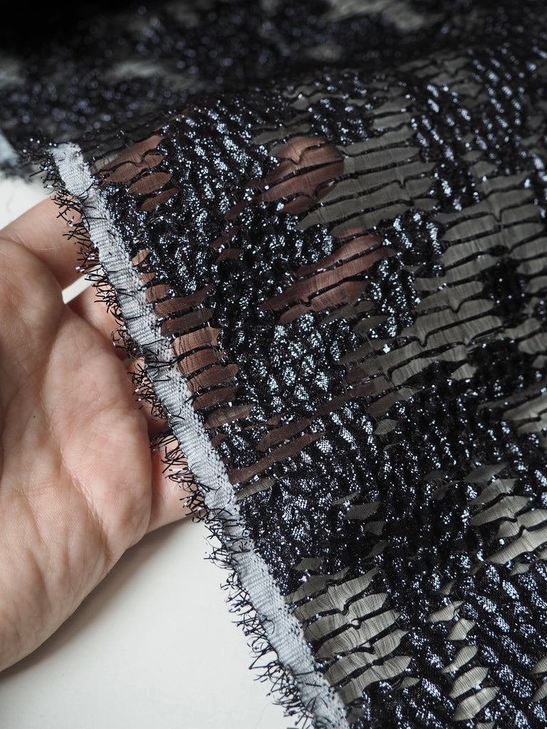 Midnight Metallic Organza Jacquard