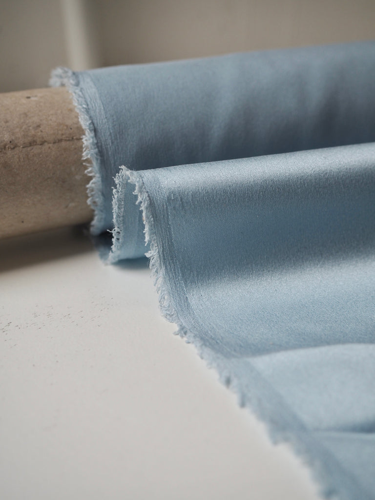 Light Blue Stretch Washed Silk Satin