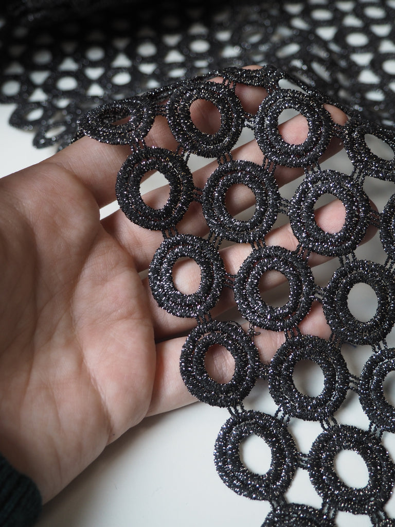 Gunmetal Circle Guipure Lace