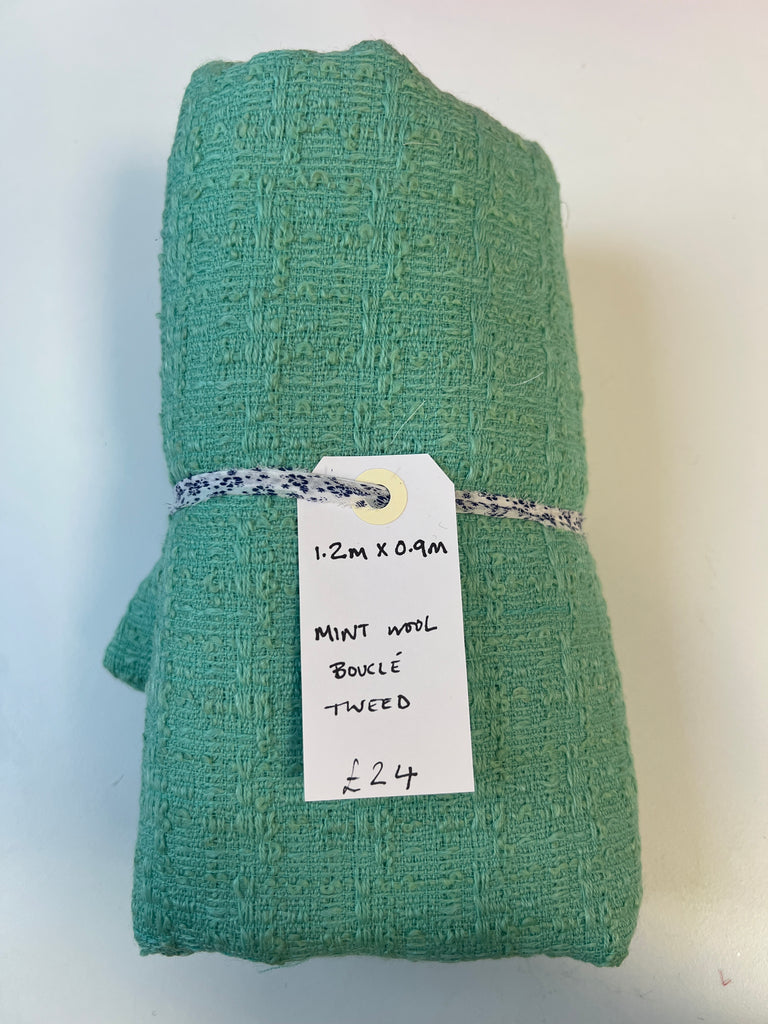 Mint Wool Boucle Tweed Remnant