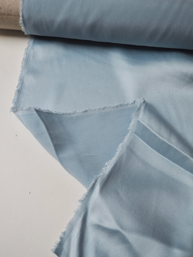 Light Blue Stretch Washed Silk Satin