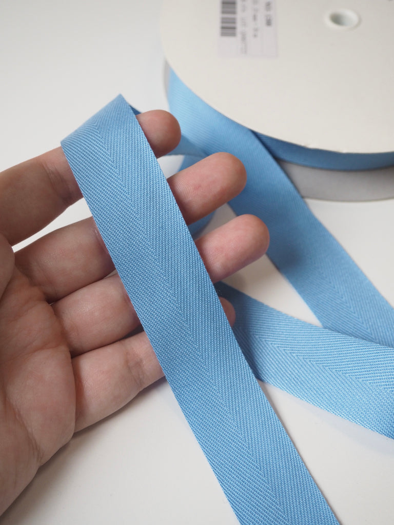 Sky Blue Herringbone Cotton Tape 25mm