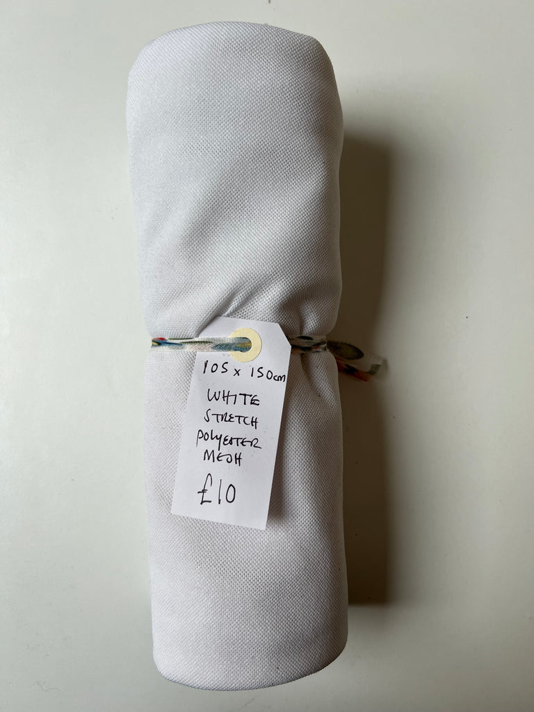 White Stretch Polyester Mesh Remnant
