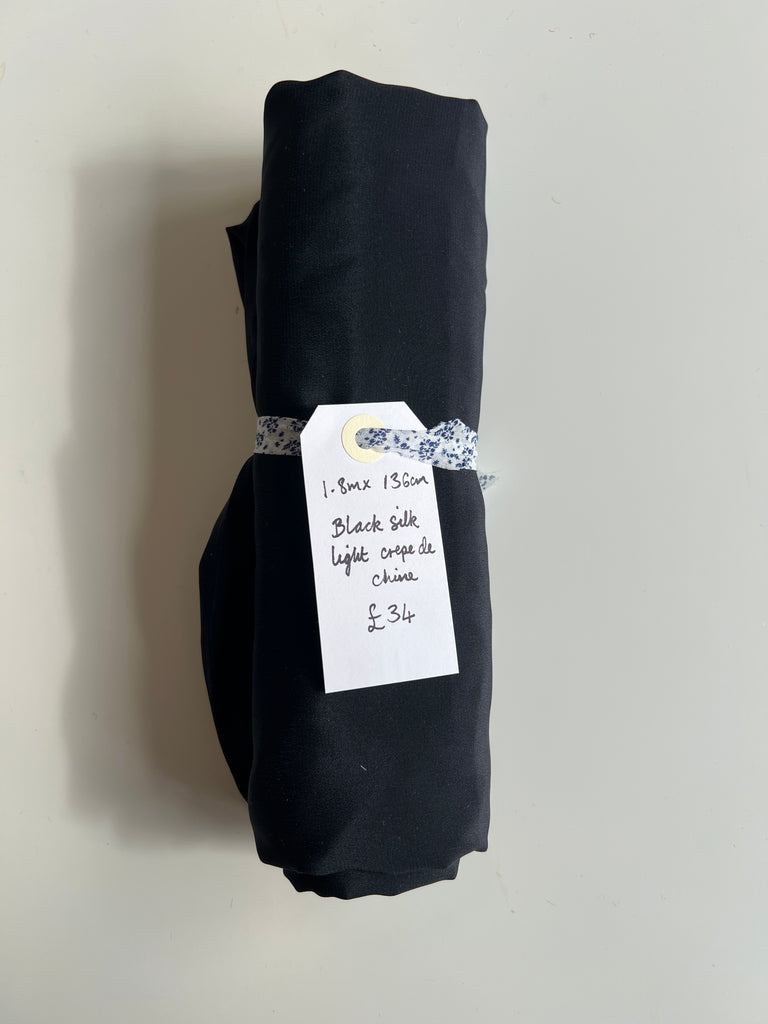 Black Silk Light Crepe de Chine Remnant