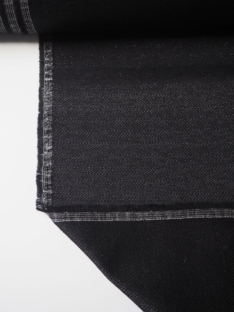 Black Lurex Herringbone Jacquard