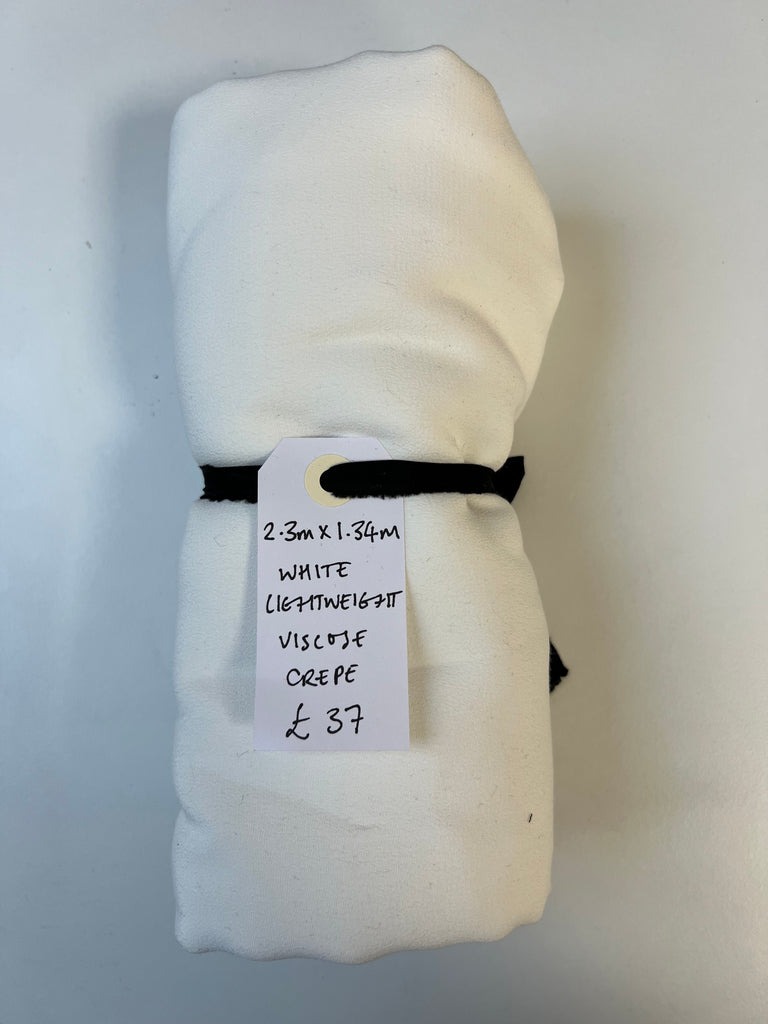 White Lightweight Viscose Crepe Remnant