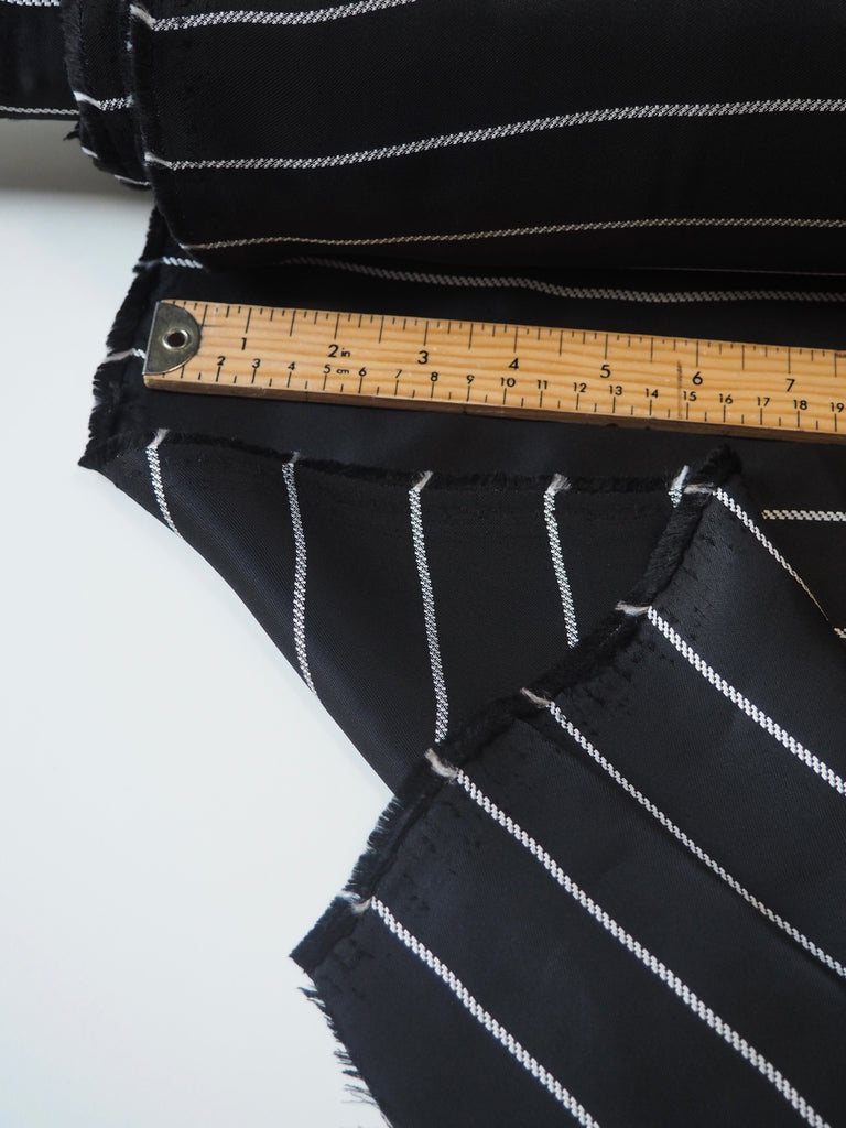Black Braided Stripe Viscose Satin