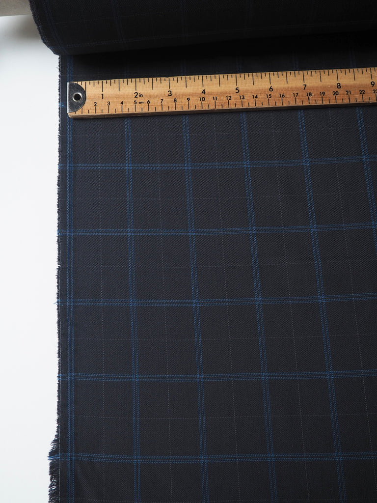 Blue + Navy Check Wool Twill