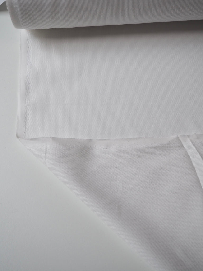 White Cotton Basketweave Shirting