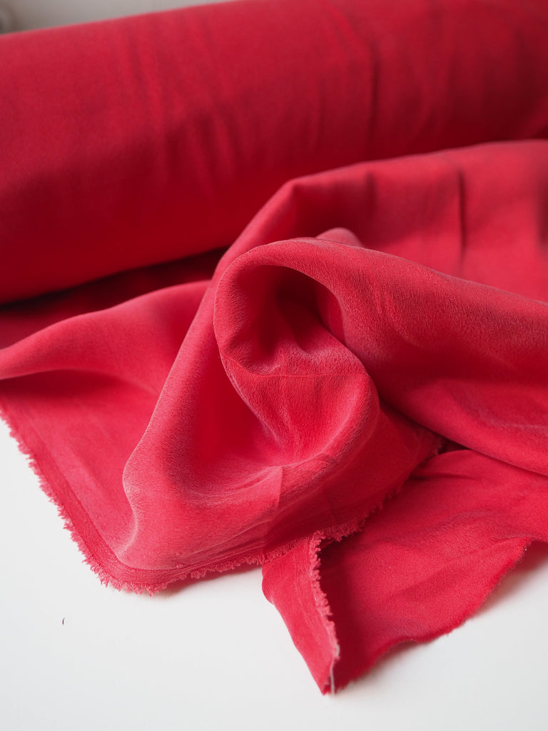 Red Stretch Washed Silk Satin