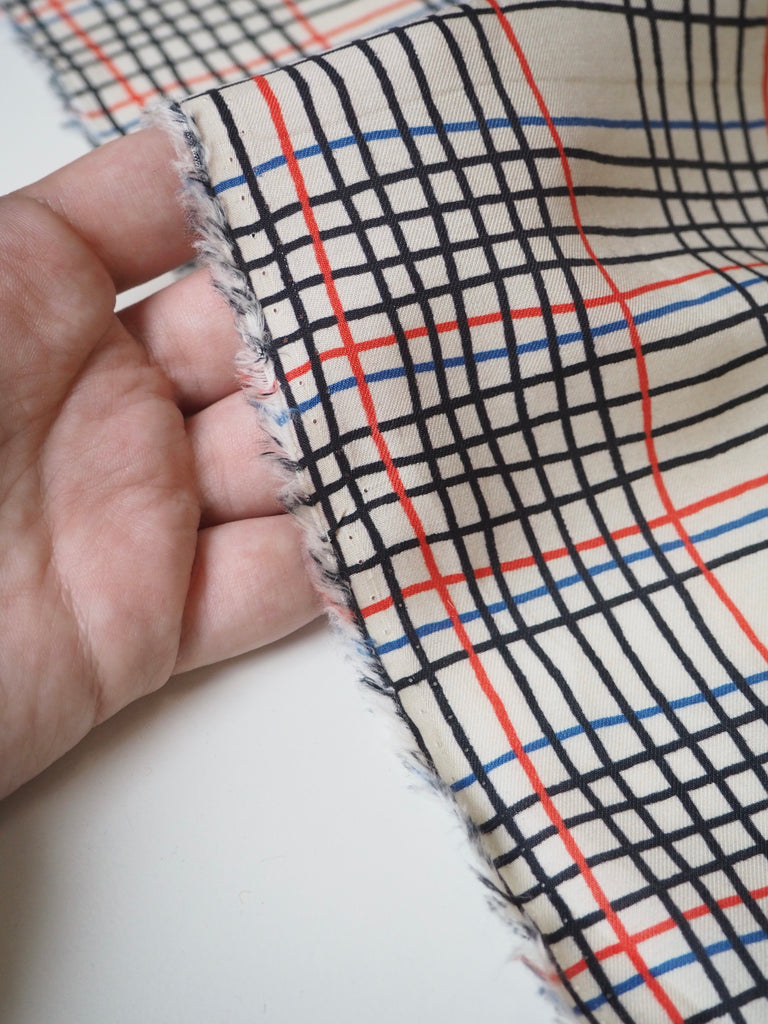 Grid Cotton/Silk Twill