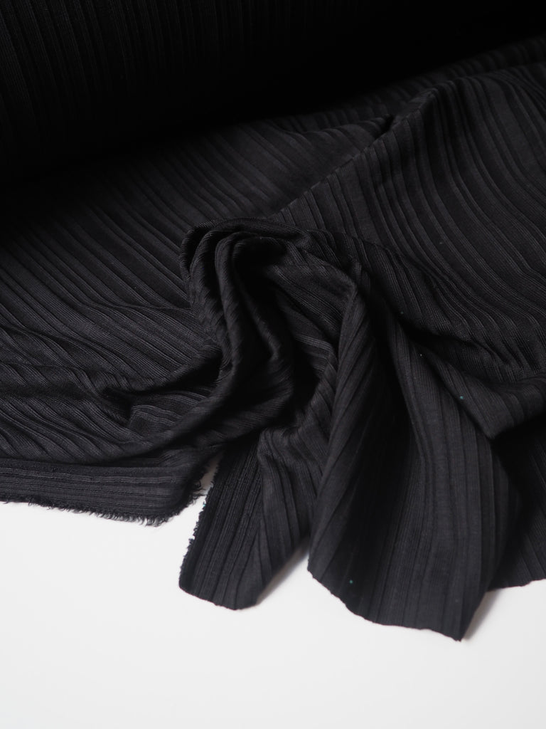 Black Ribbed Satin Jersey