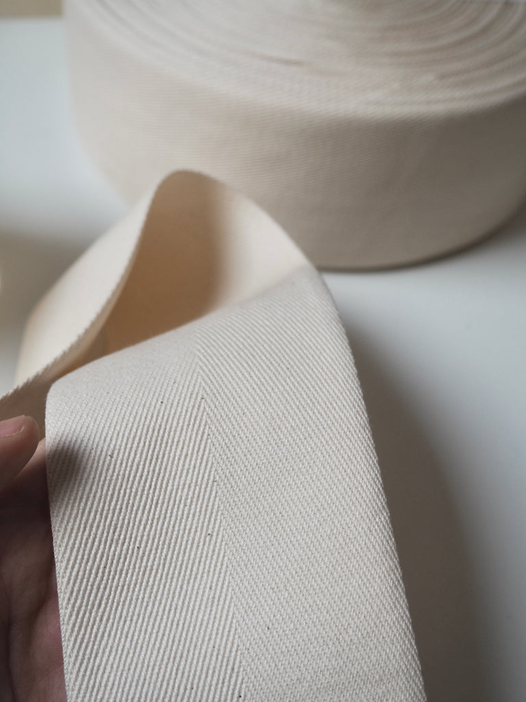 Natural Cotton Thick Herringbone Webbing 75mm