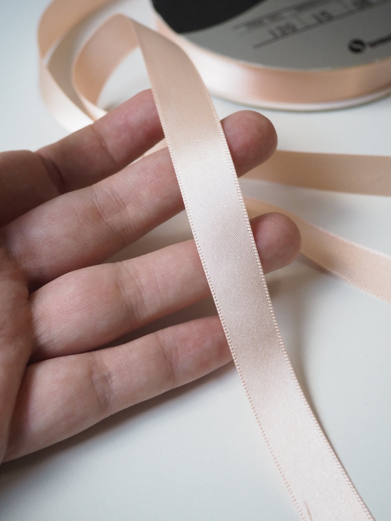 Shindo Light Apricot Satin Ribbon 15mm