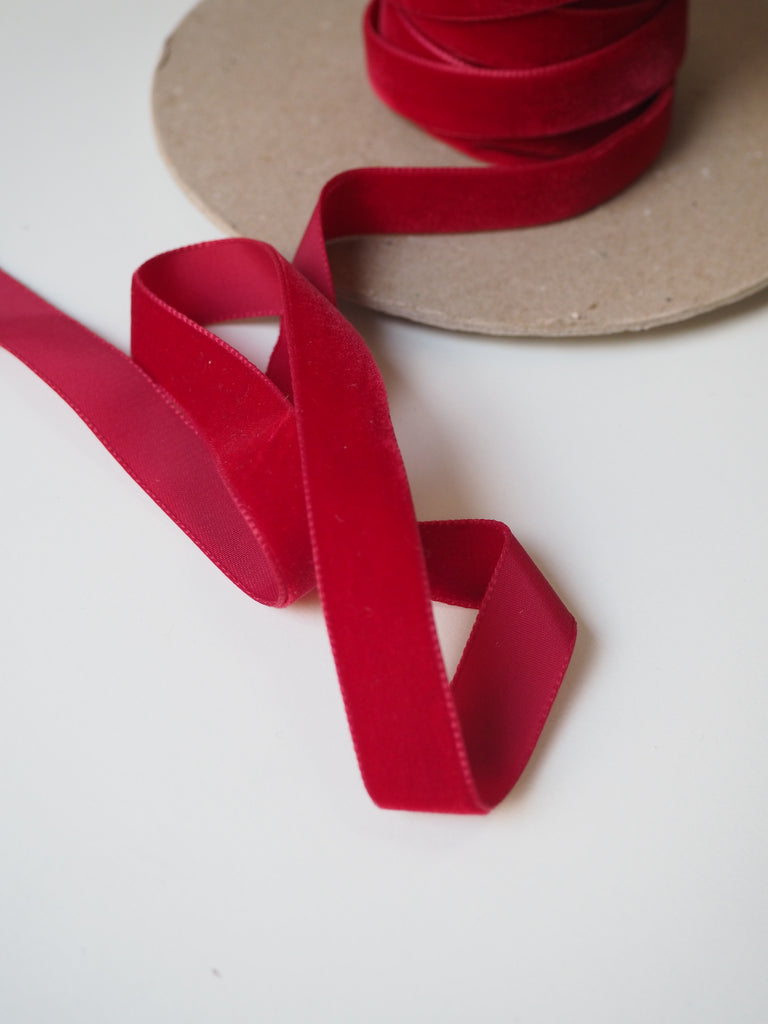 Berisfords Raspberry Red Velvet Ribbon 16mm