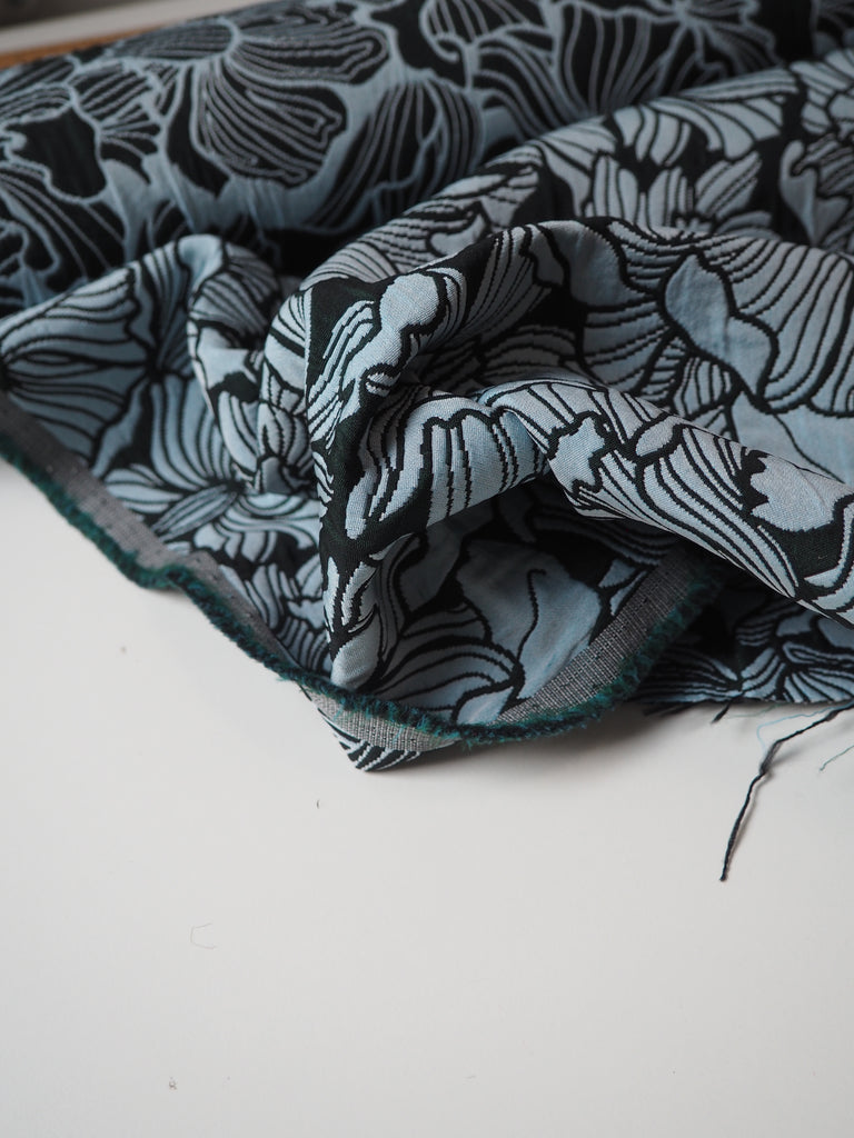 Green + Blue Floral Jacquard