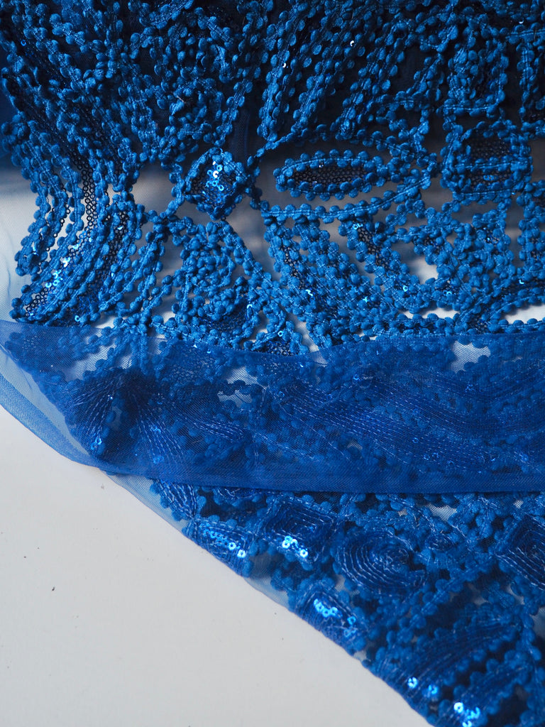 Sapphire Bouclé Sequin Tulle