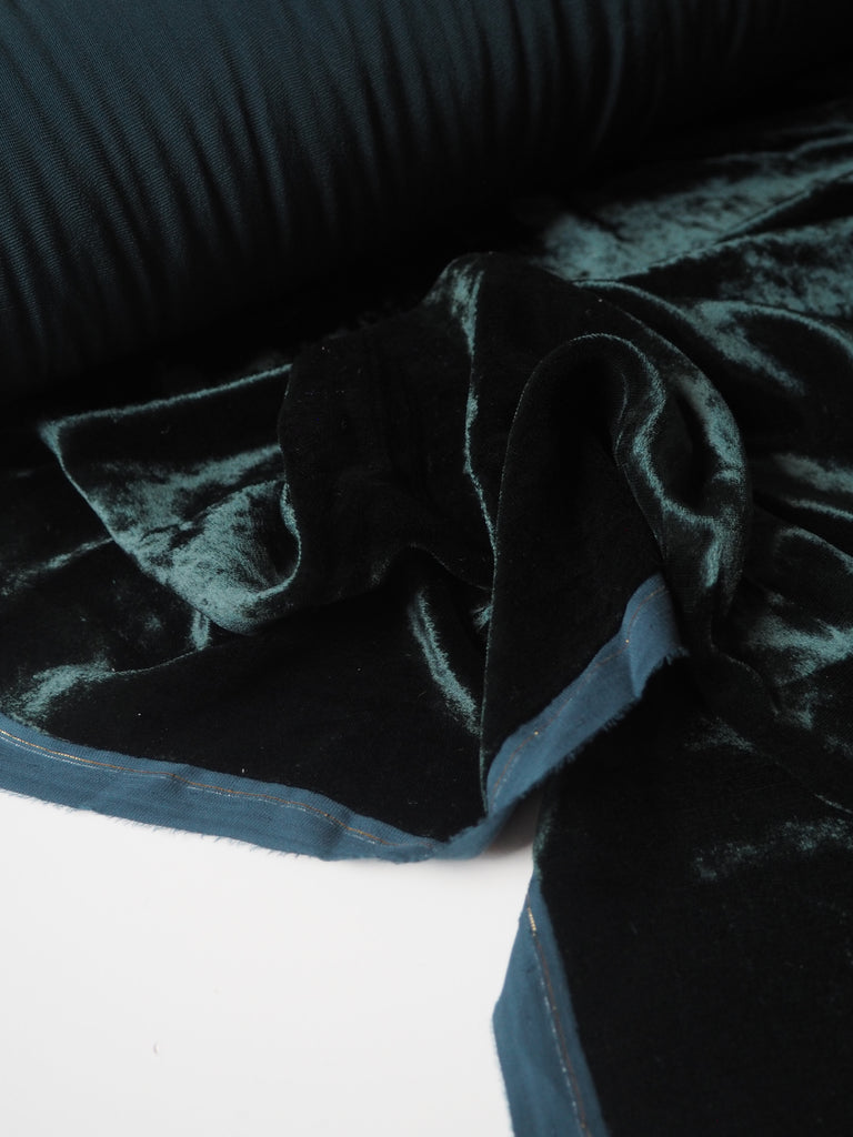 Rich Teal Silk/Viscose Velvet