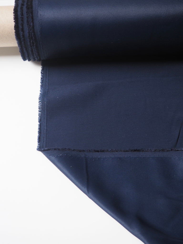 Navy Stretch Crepe-Backed Satin