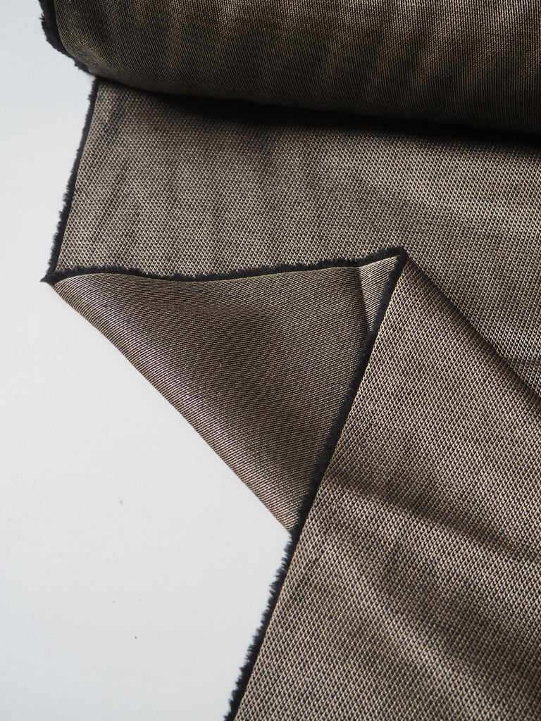 Black + Gold Wool/Viscose Twill Jacquard