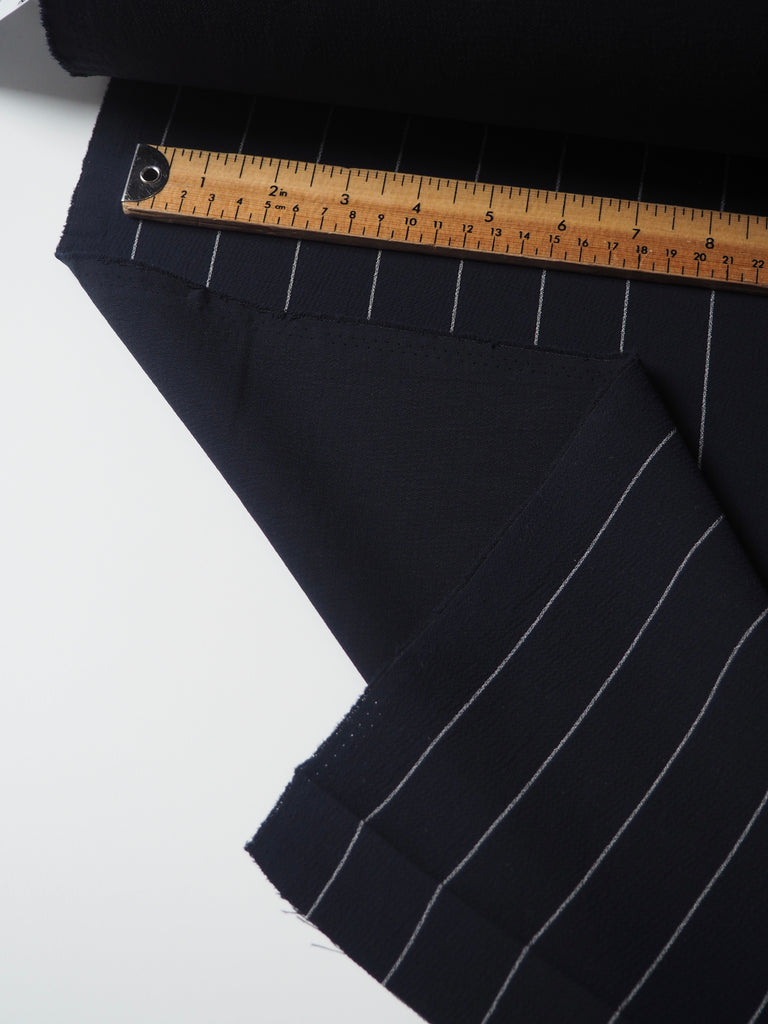 Navy Chalk Pinstripe Crepe