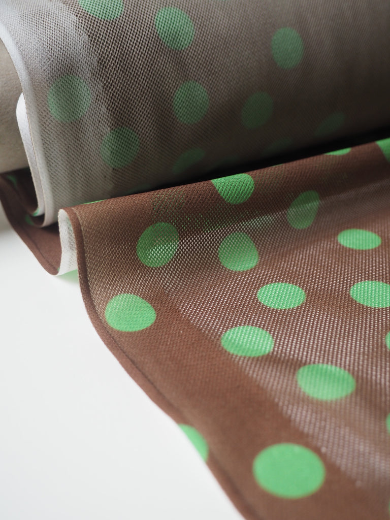 Lime Polka Dot Stretch Mesh