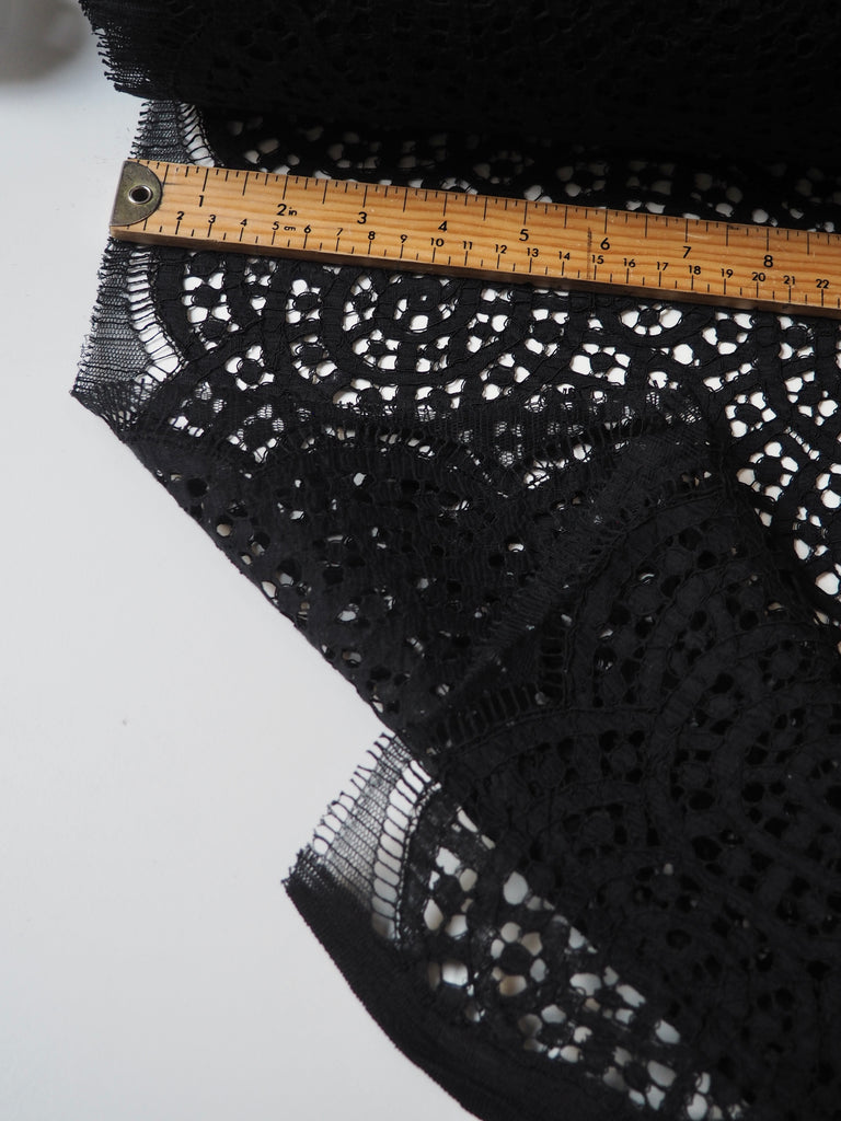 Black Corded Swirl Cotton Lace