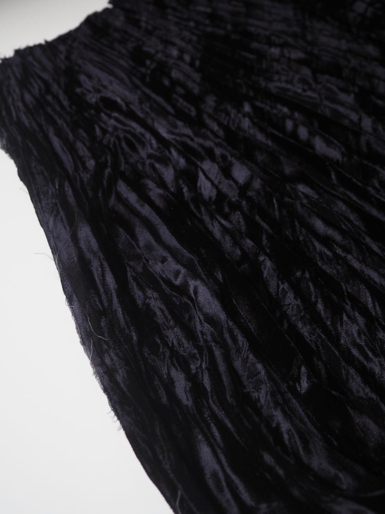 Black Silk/Viscose Velvet Knife Pleated Skirt Panels