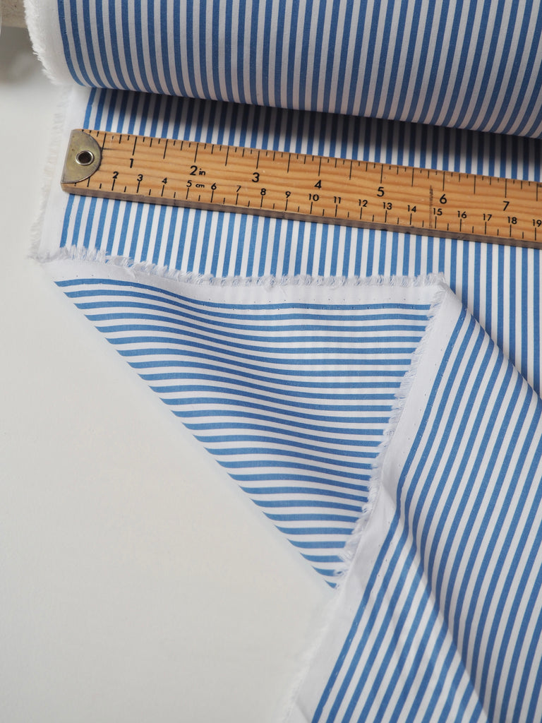 Blue Stripe Light Cotton Poplin