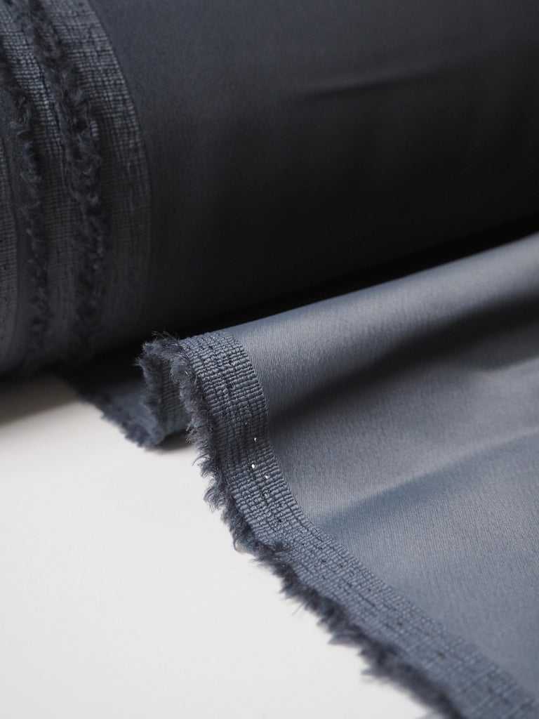 Blue Grey Stretch Viscose/Acetate Crepe-Backed Satin