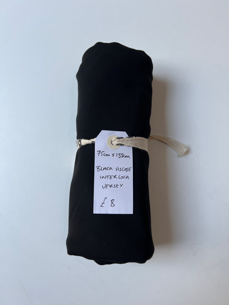 Black Viscose Interlock Jersey Remnant