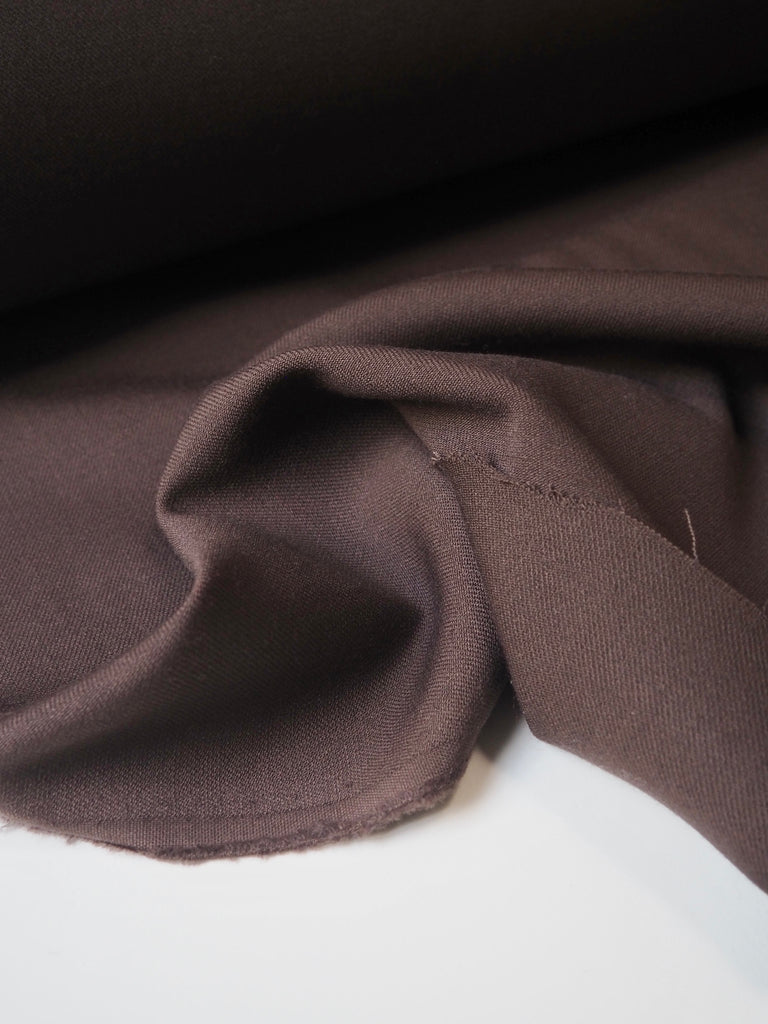 Brown Stretch Double Wool Twill