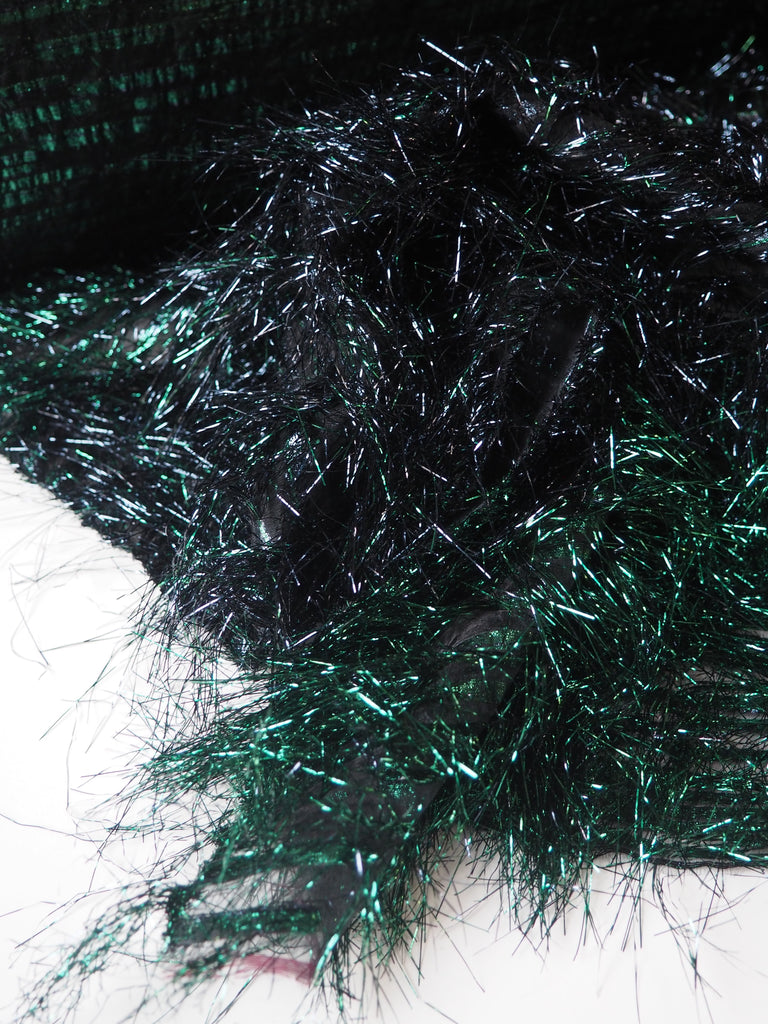Green + Blue Tinsel Fringe Organza