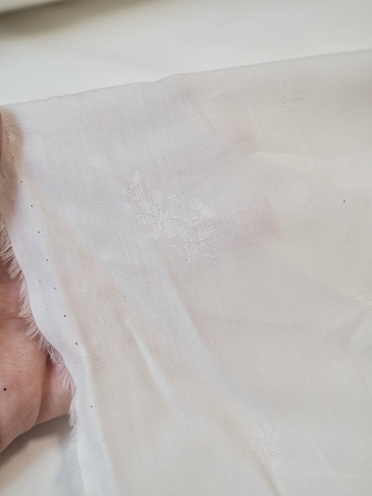 Liberty White Leafy Cotton Jacquard