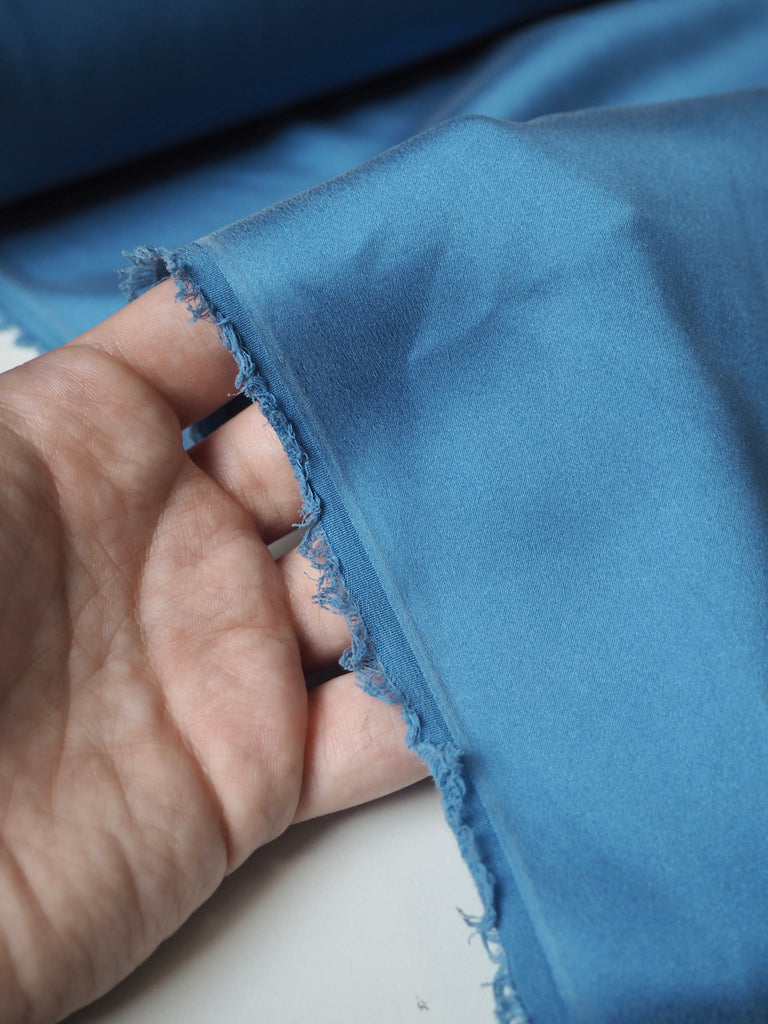 Blue Stretch Washed Silk Satin