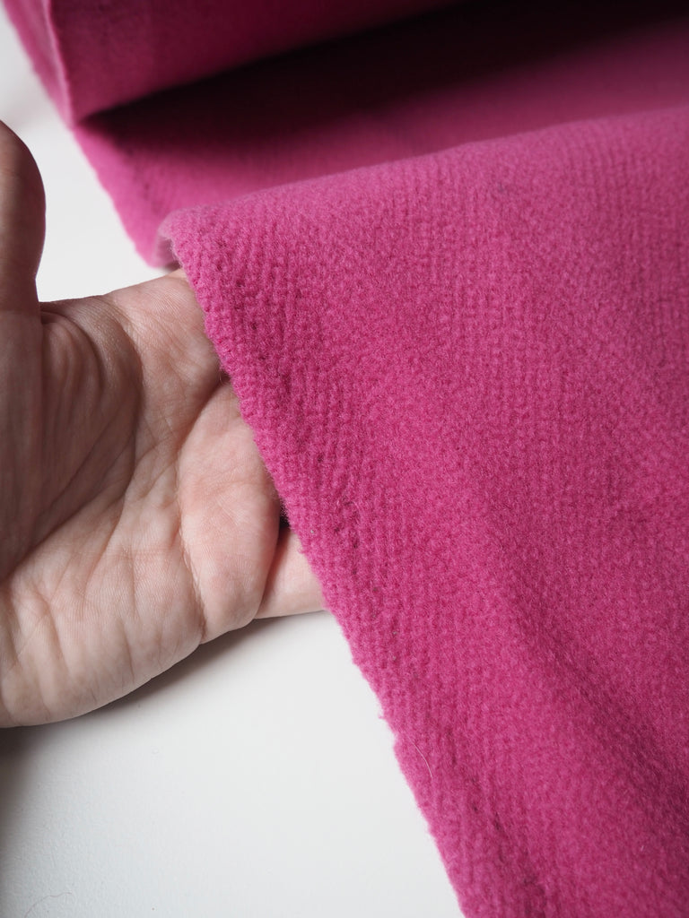 Pink Twill Fleece Wool Coating