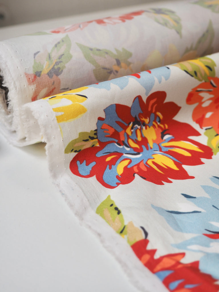 Rainbow Peony Stretch Cotton Poplin