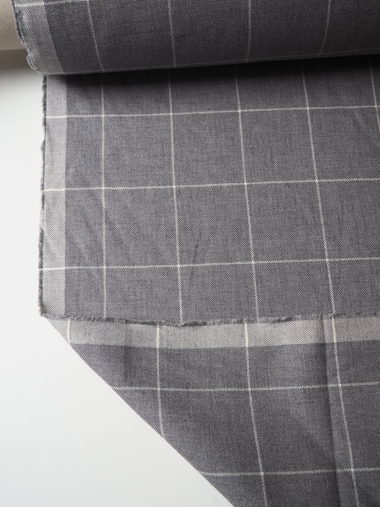 Light Grey Gridded Cotton/Linen