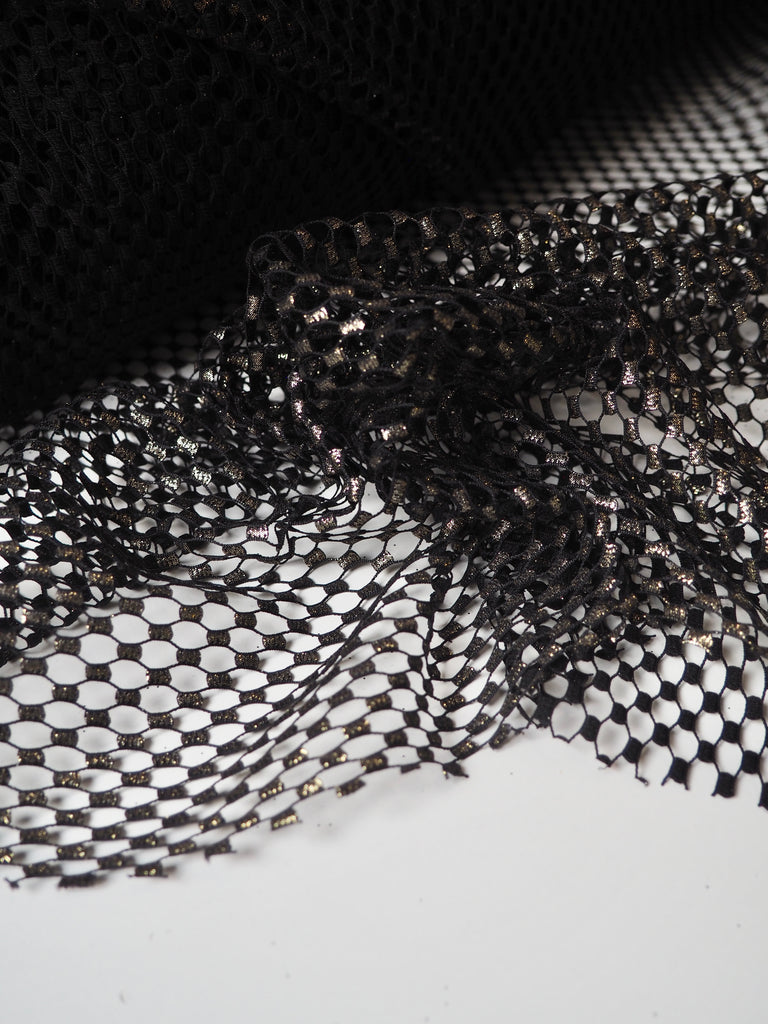 Black + Gold Metallic Fishnet