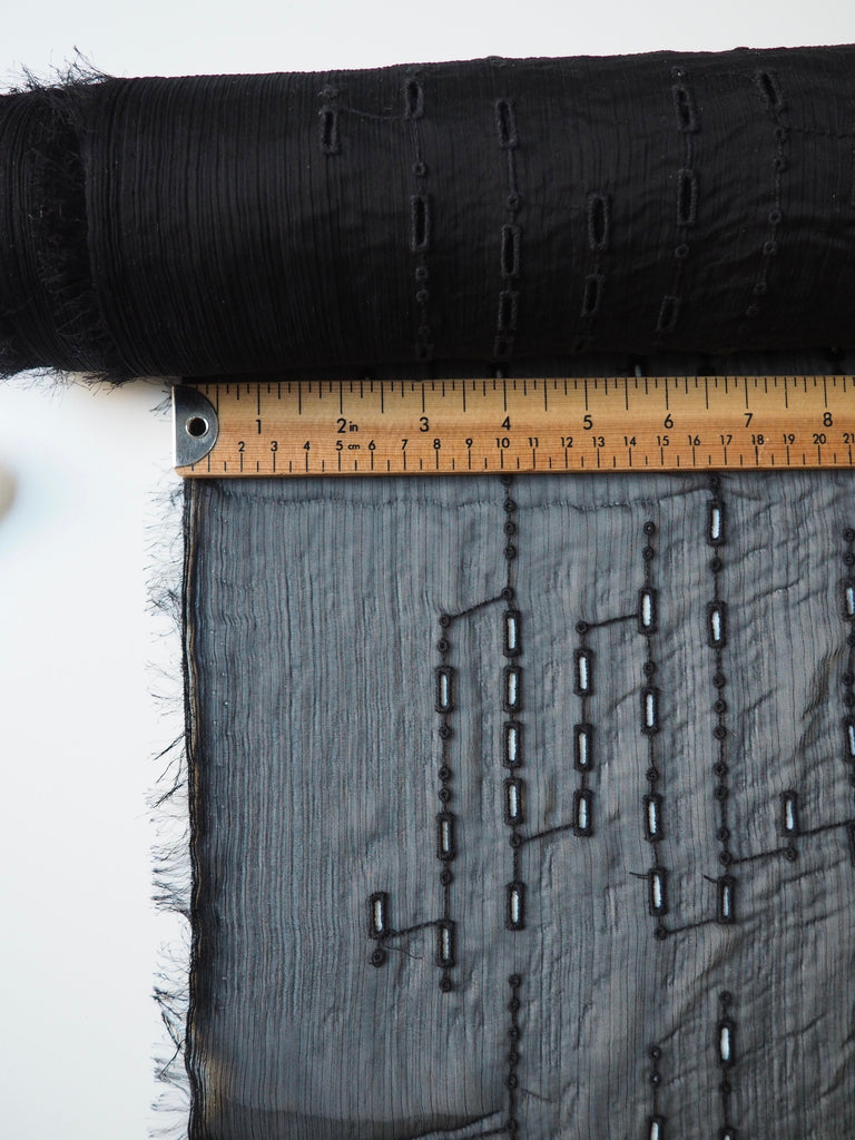 Black Dash + Dot Eyelet Crinkle Chiffon