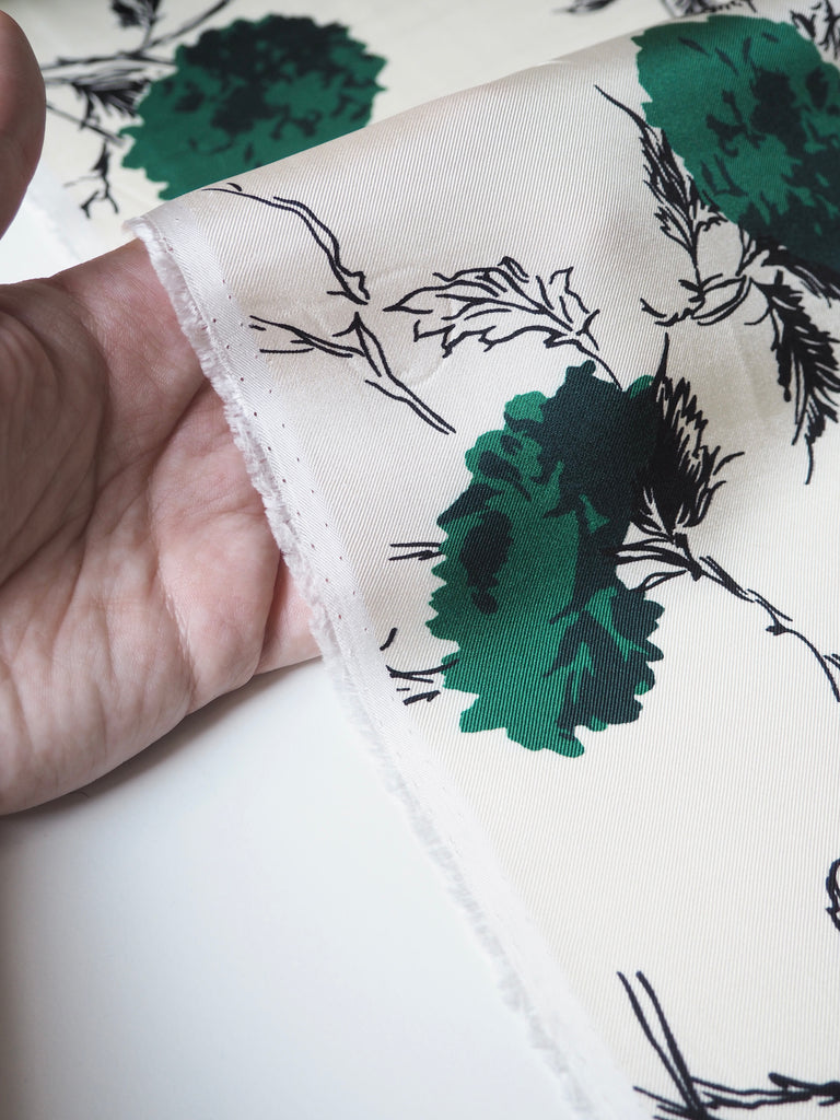 Green Blossom Silk Twill