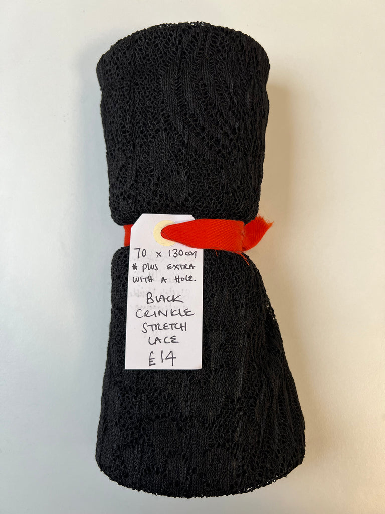 Black Crinkle Stretch Lace Remnant