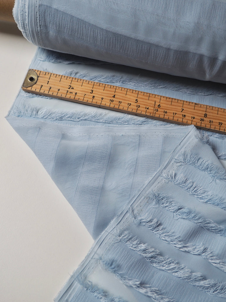Light Blue Stripe Fringe Chiffon