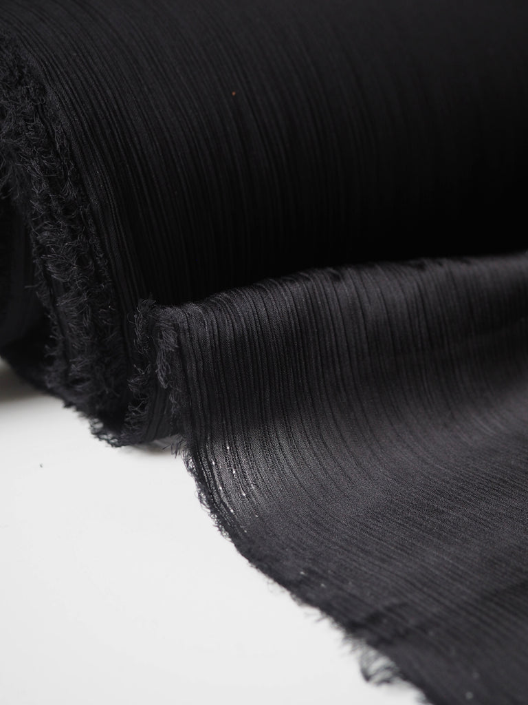 Black Crinkle Satin Chiffon