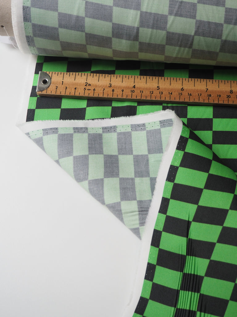 Lime Medium Checkerboard Cotton Twill