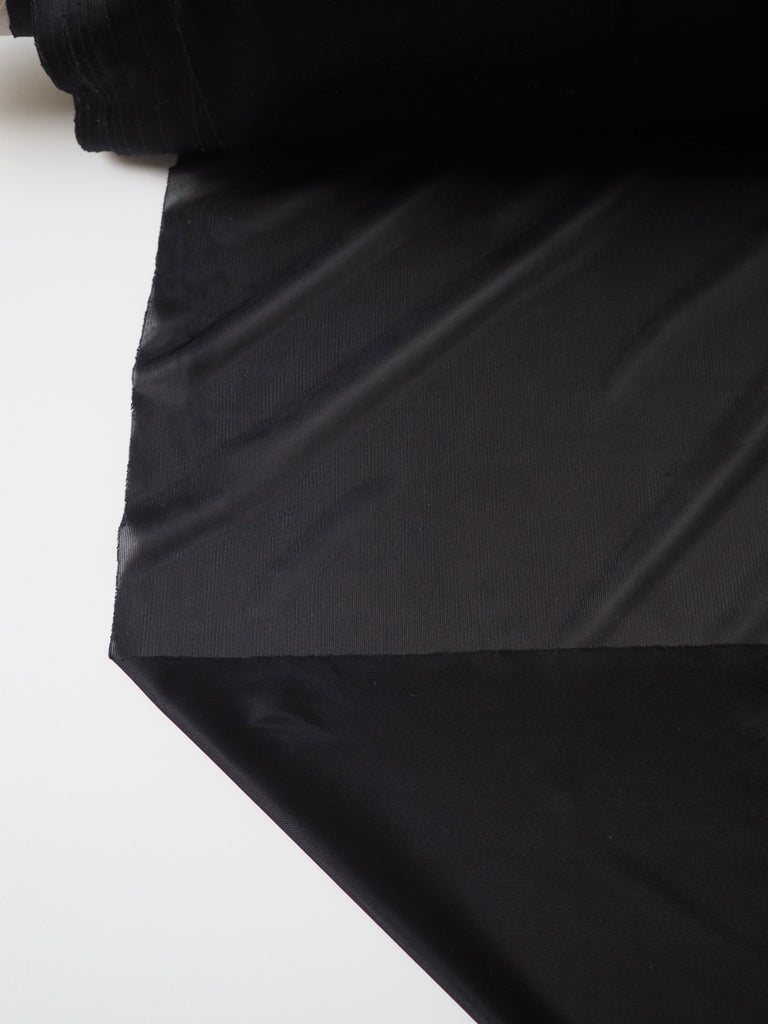 Black Satin Light Interlock Jersey