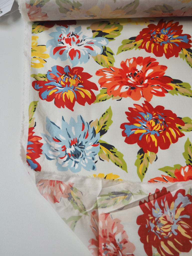 Rainbow Peony Stretch Cotton Poplin