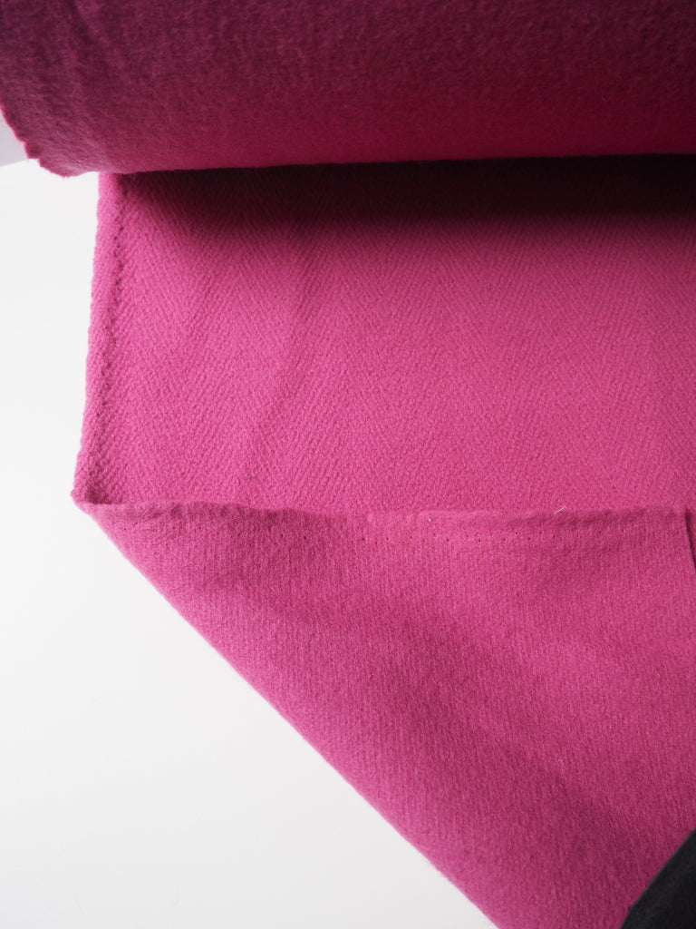 Pink Twill Fleece Wool Coating